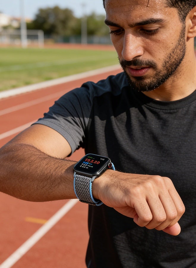 Happy D 2 Apple Watch Bands Compatible with 38mm, 40mm, 41mm, Double Loop Adjustable Ripple Pattern Soft Breathable Nylon Bands, Suitable for Men and Women Apple Watch SE Series 9 8 7 6 5 4 3 2 1 - Gray, Brown - Image 4